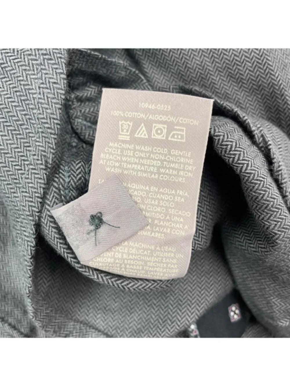 Ted Baker Men's 100% Cotton Flip Cuff Button Shirt Gray Herringbone • XL_5